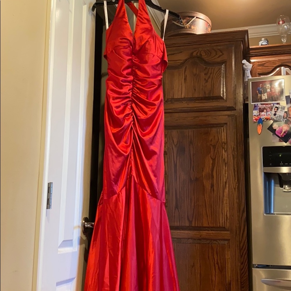 Red halter top dress